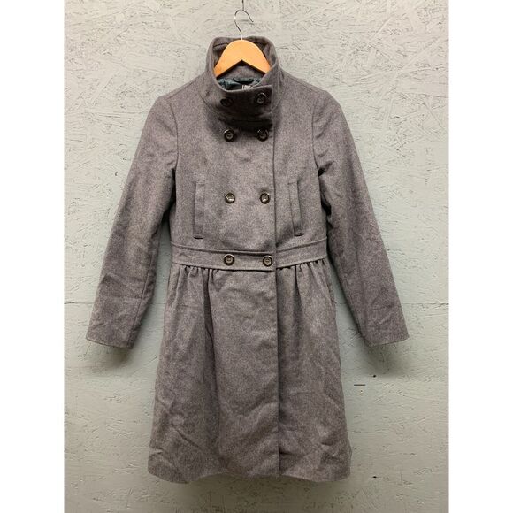 Love Moschino Women's Wool Blend Coat‎ Size 4 Gray Double-Breasted High Collar - Picture 1 of 9